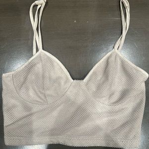 B x runaway mesh light gray crop top | size xs